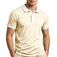 thumbnail image 3 of OIOLOYJM Mens Golf Shirts Short Sleeve Mesh Contrast Collar Casual Quick Dry Breathable Polo Shirts Trendy Business Gym Collared Clothes Beige 3XL, 3 of 6