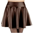 thumbnail image 2 of RUTAYY Women Fashion Ladys Leather Skirt High Waist Creased Skirt Solid Color Casual Base Skirt Smocked Boho Pleated Skirts, 2 of 3