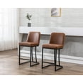 thumbnail image 2 of Guyou 24” High Counter High Stools 2-Piece Set with Backrest Faux Leather Upholstered Kitchen Bar Stools, Counter Stools Chairs with Black Metal Frame for Island Bar Restaurant, Brown, 2 of 11