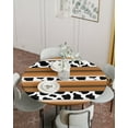 thumbnail image 2 of Mexico Animals Black White Cow Skin Stripes Fitted Round Tablecloths Elastic Edged Table Covers 36"-44",Brown Texture Waterproof Dining Room Table Cloth for Kitchen Holiday Party Tables Decor, 2 of 6