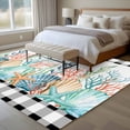 thumbnail image 4 of Coastal Corals Shells Area Rugs 5'x7', Small Throw Rugs for Laundry Room Playroom, Ocean Marine Life Sstarfish Black Plaid Indoor Outdoor Rug Non-Slip Low Pile Carpet Runner Reversible Floor Mats, 4 of 8