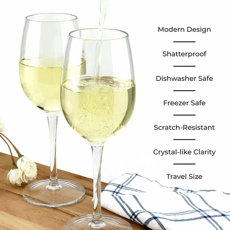 CORK GENIUS Unbreakable White Wine Glasses, Shatterproof and BPA-Free  Tritan Plastic, Scratch-Resistant Wine Goblets with Stem, Dishwasher Safe,  4