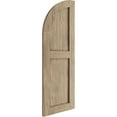 thumbnail image 3 of Ekena Millwork 15"W x 80"H (65" Low Side) Timberthane Sandblasted Two Equal Flat Panel w/Quarter Round Arch Top Faux Wood Shutters (Per Pair), Primed Tan, 3 of 6