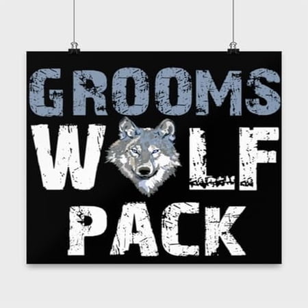 Grooms Wolf Pack Wedding Party Poster - Black 13x13in Bachelor Wall Art
