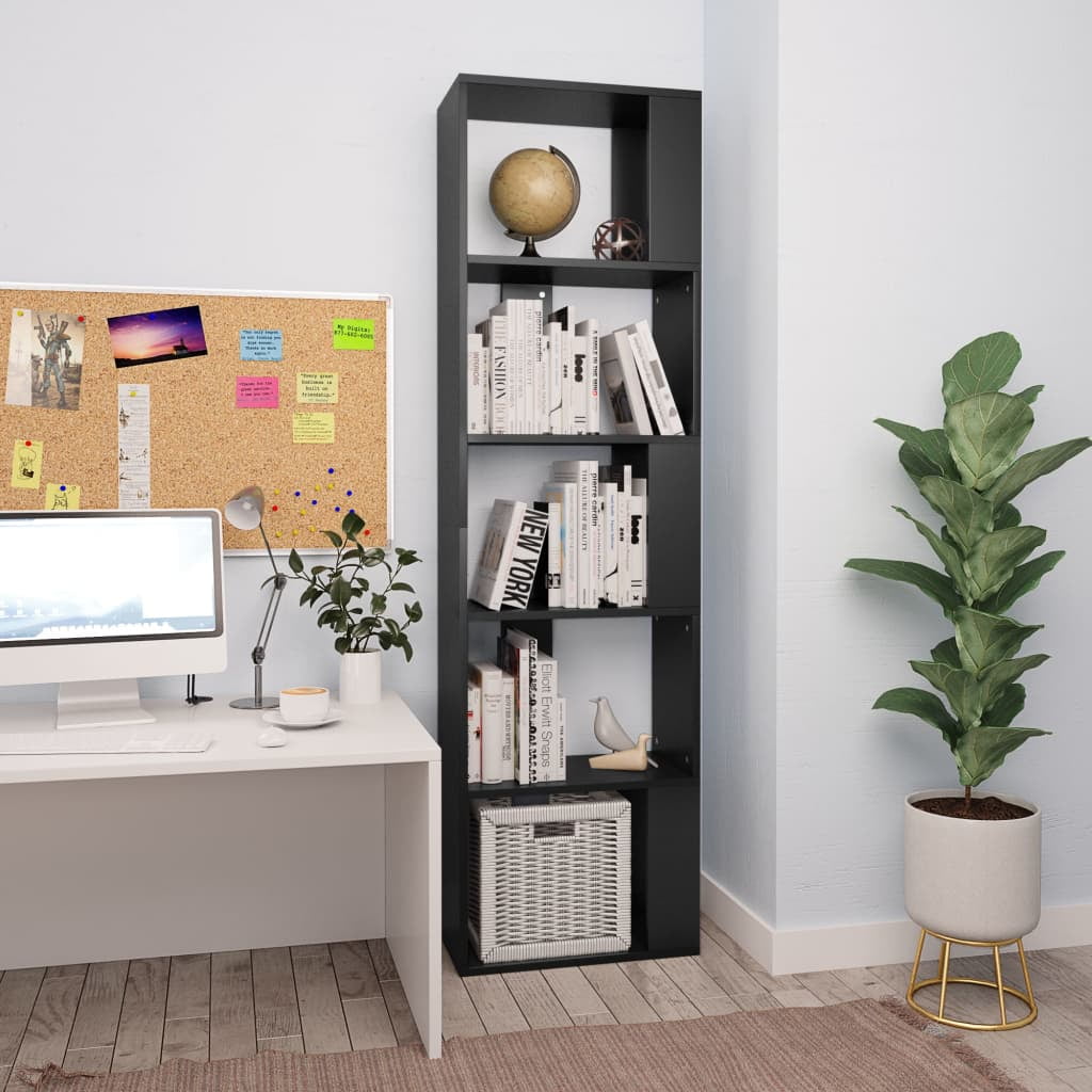 Kepooman Modern 5-Tier Vertical Corner Bookcase for Office Living Room Bedroom, 17.7" x 9.4" x 62.6", Black Kepooman Modern 5-Tier Vertical Corner Bookcase for Office Living Room Bedroom, 17.7" x 9.4" x 62.6", Black