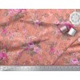 thumbnail image 3 of Soimoi Moss Tissu Georgette Rayé, Feuilles & Imprimé Floral Rose au Mètre 42 Pouces de Large, 3 of 3
