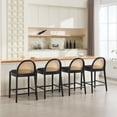 thumbnail image 6 of Guyou Modern Bar Stools Set of 2, 26" Counter Height Bar Stools with Natural Rattan Back and Solid Wood Frame, Sherpa Upholstered Kitchen Island Chairs for Bar Island Cafe Kitchen, Black, 6 of 8