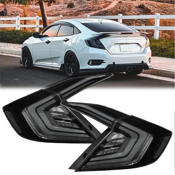 Clear White LED Tail Lights for Honda Civic Sedan 10th Gen 2016-2021 Rear Lights