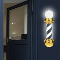 68cm Barber Pole Light Golden Black White Rotating Salon Open Sign Wall Mount