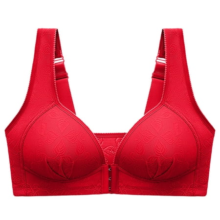 

Hfyihgf On Clearance Minimizer Bras for Women s Easy On Front Close Wirefree Lace Bra Unpadded Full-Coverage Lifting Everyday Bras(Red M)