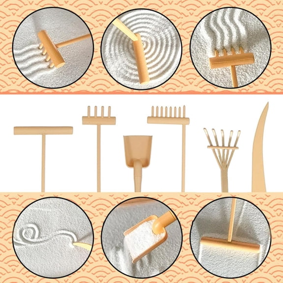 Mini Zen Garden Rake Tool, DIY Sand Zen Garden Tools for Office, Tasteful and Elegant Zen Garden Tools, Meditation Rock Sand Garden Accessories