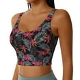 thumbnail image 2 of Vsdgher Colorful Hawaii Palms Print Women Sleeveless Athletic Tank Top Built-in Bra Camisole Sports Vest for Yoga Running Fitness Exercise with Removable Pads, 2 of 8