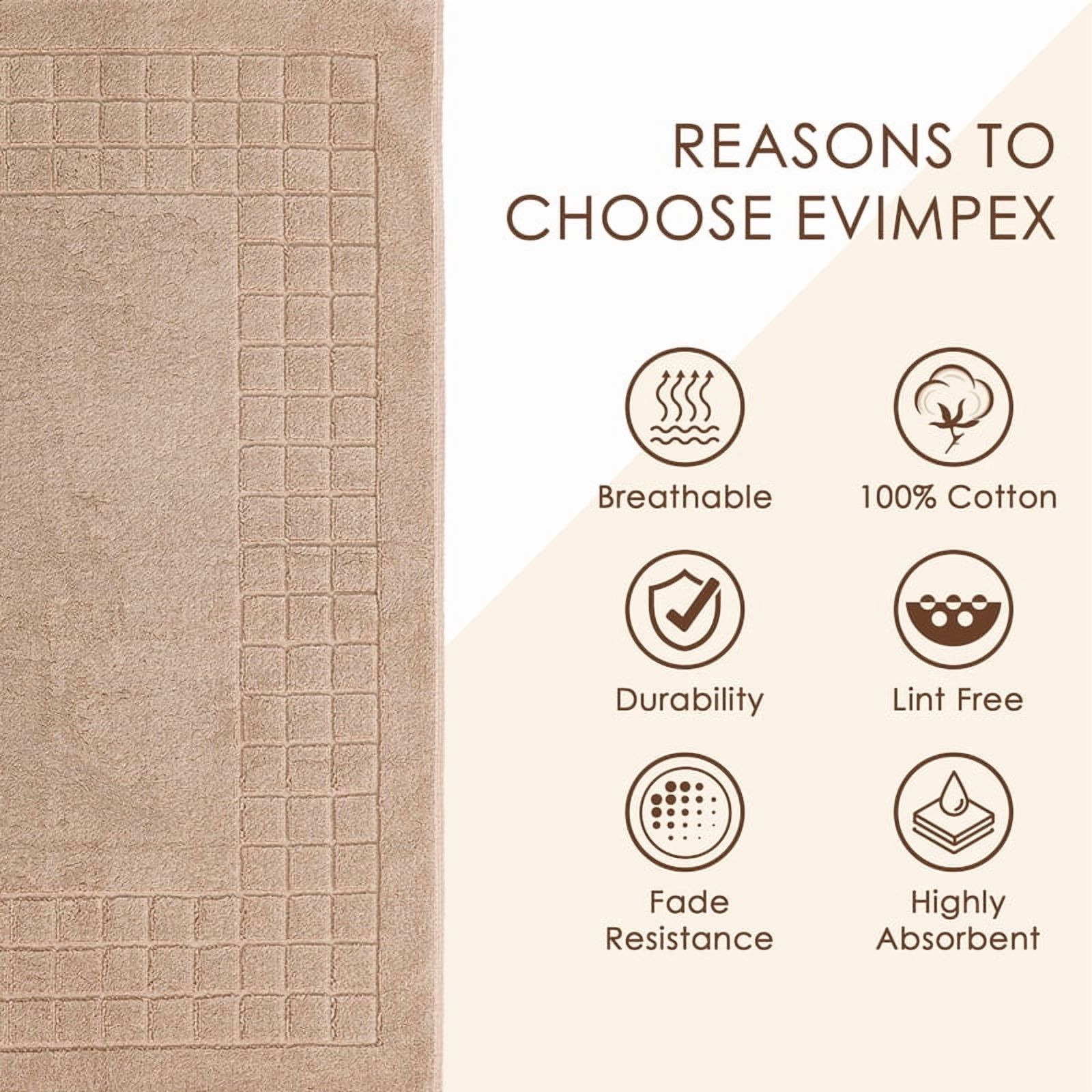 Evimpex Bath Mats, 20 x 36 Inches, 2pcs/set, 100% Ring Spun Cotton - Highly Absorbent, Quick-Dry, Soft, and Machine Washable Shower Bathroom Floor Mat for Home Use