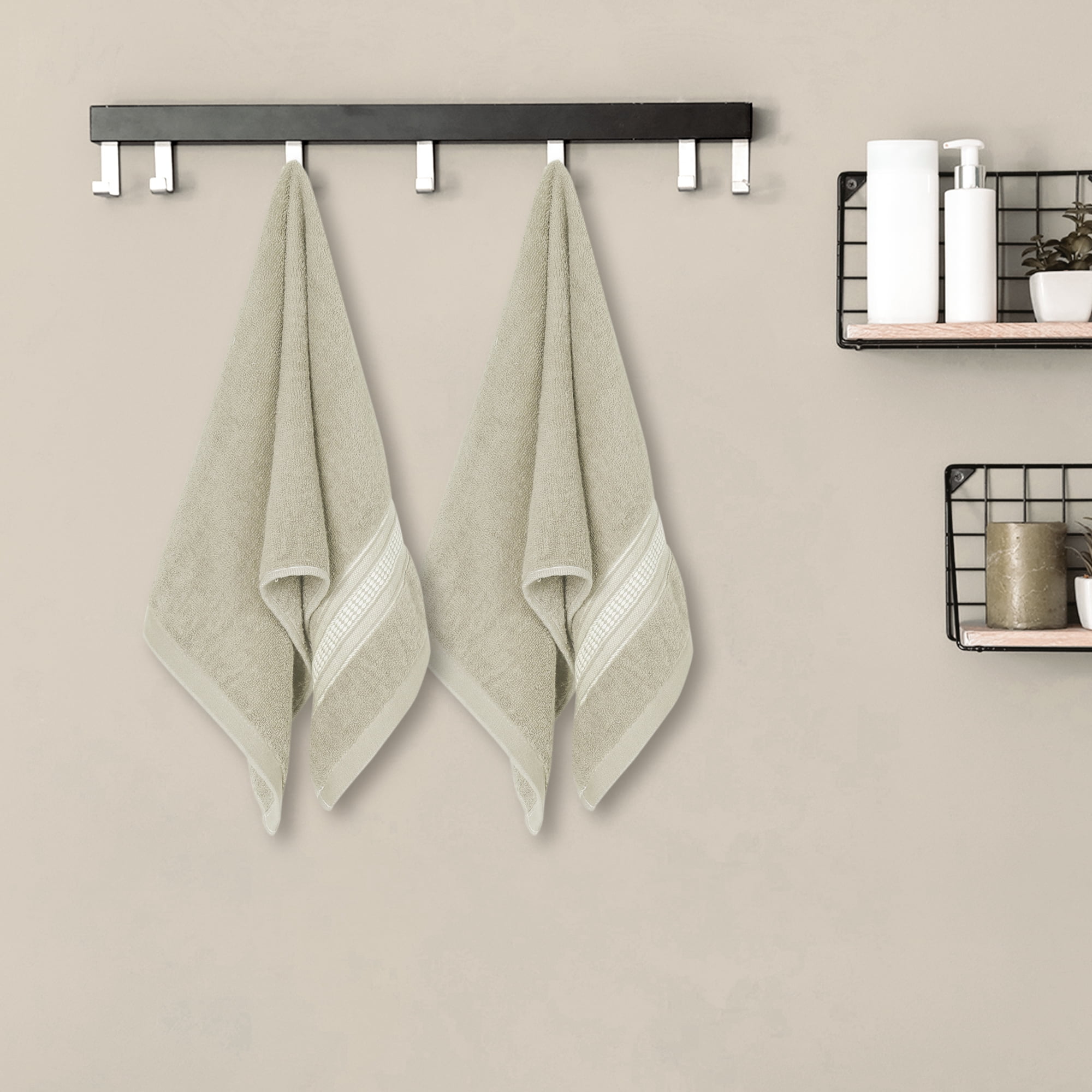 Unique Bargains Plaid Pattern Hand Towels Comfort and Quick Drying Towel for Bathroom Blue 14" x 30" Light Brown/Light Gray 14" x 30"