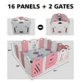 thumbnail image 2 of Kids Bedroom Furniture 16+2 Panel Baby Playpen, Foldable Playard for Baby and Kids, Adjustable Shape Play Fence with Safety Lock Gate (Pink+White,16+2 Panel),Baby Cribs, 2 of 8