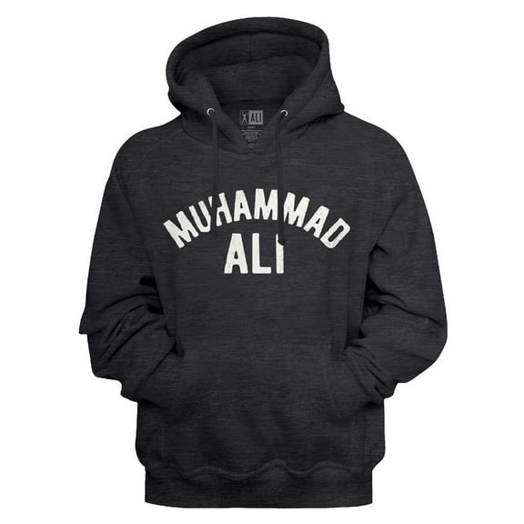 Muhammad Ali Name Arch Charcoal Heather Pullover Hoodie L