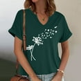 thumbnail image 2 of Women's Vintage Floral T-Shirt Boho Wildflower Graphic Print Short Sleeve Tees Loose Fit Casual V-Neck Tops, 2 of 4