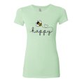 thumbnail image 2 of Wild Bobby, Bee Happy Motivational Inspirational Teachers, Pop Culture, Women Slim Fit Junior Tee, Mint, Large, 2 of 4