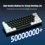 UHM 60% Wired Mechanical Gaming Keyboard,RGB Backlit Mini Keyboard with Blue Switch/Multimedia Keys,Waterproof Small Ultra-Compact 61 Keys Keyboard for PC/Mac Gamer,Typist,Travel,Black&White