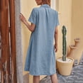 thumbnail image 3 of Robe d'Été Décontractée de Plage pour Femmes Manches Courtes Amples Robe en Denim Colorée pour Femmes Adultes Vêtements Bleus Taille TTG, 3 of 7