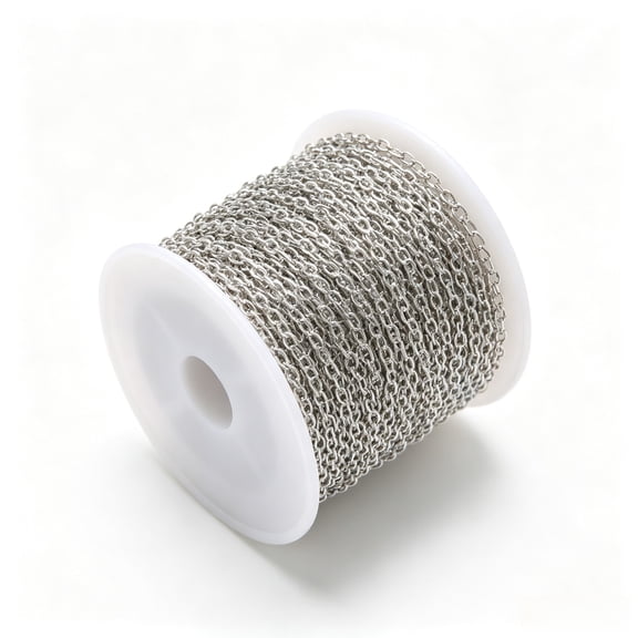 Stainless Steel Curb Chain 30 Ft Jewelry Making Bulk for DIY 0.12 Inch