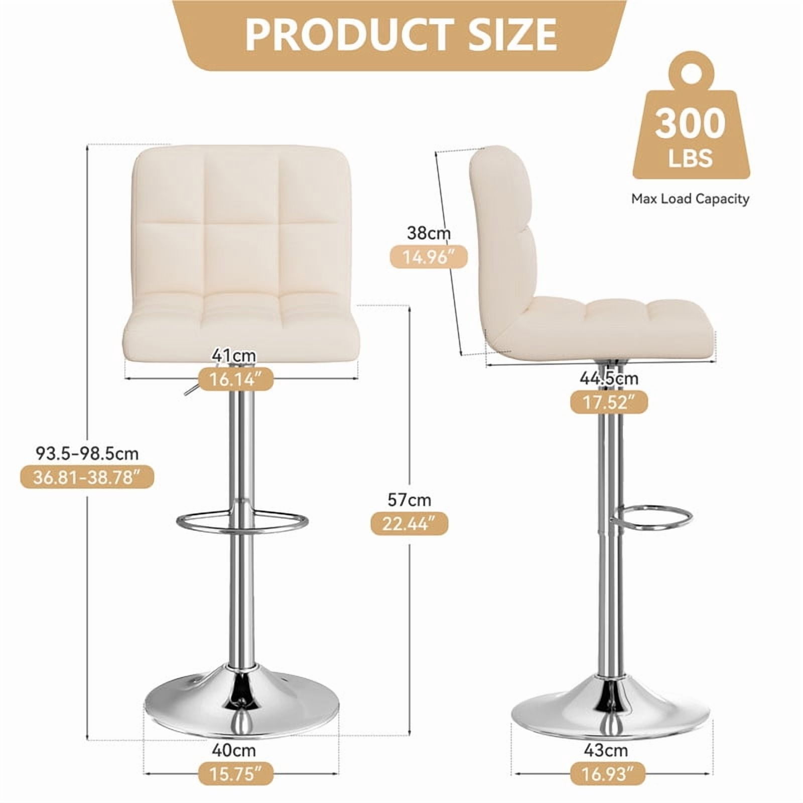 Daluvenix Swivel Bar stools set of 2 Modern PU Leather Barstools with Midback, Adjustable Counter Height Bar Chairs for Kitchen Island, Beige