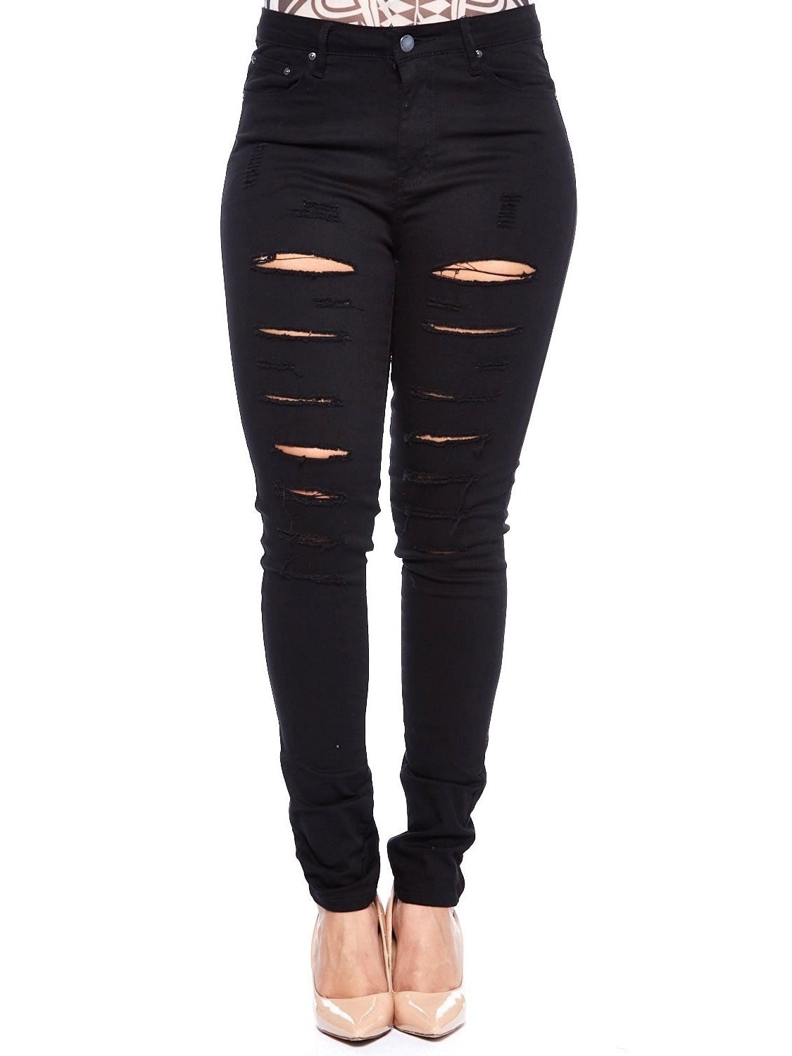 plus size black destroyed jeans