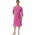thumbnail image 1 of INSPIRE CHIC Men's Waffle Spa Robe Solid Color Sleepwear Long Sleeves Bathrobe, 1 of 5