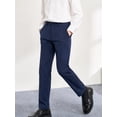 thumbnail image 3 of HILEELANG 1PC Big Boys Girls School Uniform Pants Navy Blue Kids Wrinkle-Free Dress Slacks Elastic Back Waist Classic Fit Pull-On Trousers for Students 8-10Years, 3 of 8