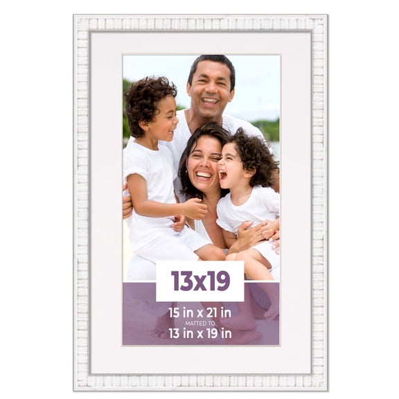 13x19 Frame White With White Picture Mat For 13x19 Photo - White 15x21 Frame To Display Print or