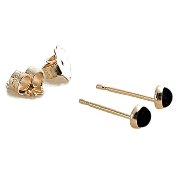 Sol and Venus Black Onyx 3mm Post Stud Gold Filled Earrings Jewelry for Women