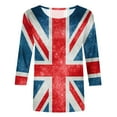 thumbnail image 4 of WREESH Womens Graphic Tees Great Britain Uk Flag T-Shirts 3/4 Sleeve Blouses for Vintage Print Shirt Casual Round Neck Pullover Blouse Tunic Tops Red, 4 of 5