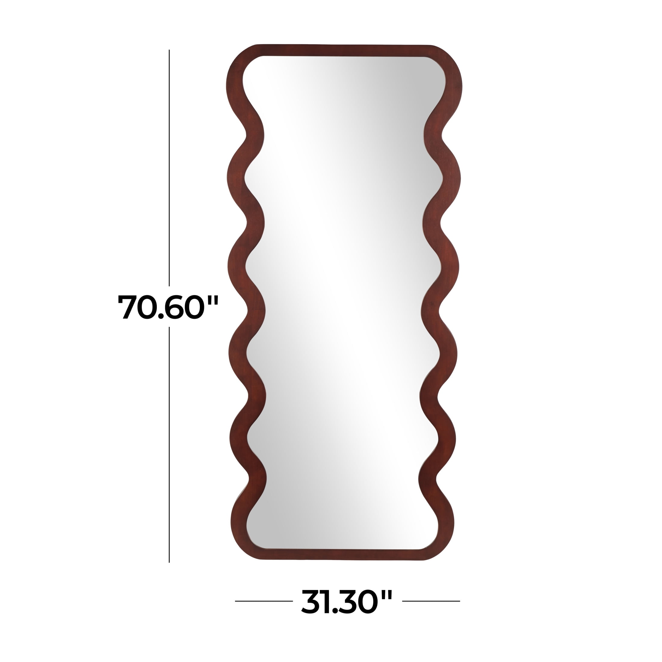 DecMode 31" x 71" Dark Brown Wavy Wall Mirror