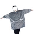 thumbnail image 4 of Sudadera con Capucha Tipo Manta para Mujer, de Forro , Cálida y Acogedora, con Bolsillo. Gris Talla Única, 4 of 7