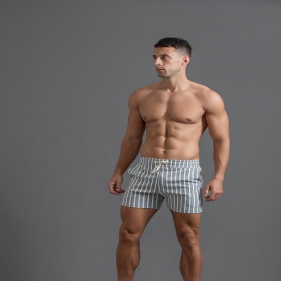 LYMAYTER Sweat Shorts for Men Casual Stripes Sweat Cotton Jogger Workout Summer Shorts with Pockets S-4XL