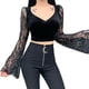 thumbnail image 1 of Moda mujer encaje sólido manga larga encaje patchword v-cuello blusa corta Fridja  fhghd2134, 1 of 9