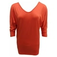 thumbnail image 3 of WBQ Womens Summer Tops V Neck Batwing 3/4 Sleeve Shirt Casual Loose Tunic Tee T-Shirt, 3 of 5