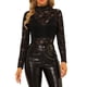 thumbnail image 5 of INSPIRAR CHIC Blusa de Encaje Floral Transparente de Manga Larga con Cuello Alto para Mujer M Negro, 5 of 7