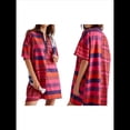 thumbnail image 3 of Vestido Estilo Babydoll de Rayas en Contraste para Mujer, Estilo Y2K, con Retazos de Verano, Estilo Vintage, Cuello en V y Corta. Rosa Roja S, 3 of 7