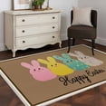 thumbnail image 4 of Easter Area Rugs Collection 4'x6', Colorful Bunny Spring Cartoon Cute Rabbits Brown Non Slip Indoor Rectangle Throw Runner Rug Floor Mat Carpet for Living Room Dining Table Bedroom Nursery, 4 of 9