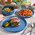 thumbnail image 3 of Gibson Home Crest 12 Piece Stackable Matte Melamine Dinnerware Set - Blue, 3 of 6
