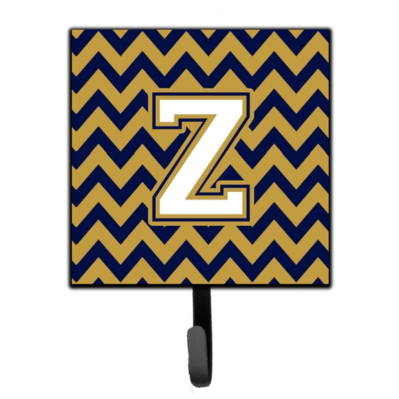 Letter Z Chevron Navy Blue and Gold Leash or Key Holder