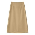 thumbnail image 4 of Npasoilc High Waist A-Line Skirt for Women Summer Solid Color Side Split Elastic Waist Casual Midi Skirt With Pockets, 4 of 6