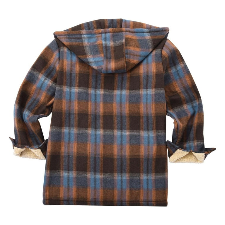 COOFANDY Men's Flannel Hoodie Plaid Shirt Long Sleeve Button