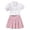 hwj# White196, variant on Huowey Girls School Uniform Stylish Skirts Outfit Solid Color Ruffles Sleeveless Button Down Shirt Tops High Waist Pleated Patchwork Bows Skirt Two Piece Summer Breathable Dailywear,Pink,11-12 Years