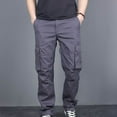 thumbnail image 6 of BXINGOHAI Mens Cotton Cargo Pants Breathable Hiking Work Pants Solid With Pocket Drawstring Workout Pant Elastic Waist Outdoor Sport Running Long Pant Dark Gray,XL, 6 of 6