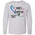 thumbnail image 3 of Inktastic Thyroid Cancer Awareness Pink, Blue, Teal Heart Ribbon Long Sleeve Youth T-Shirt, 3 of 5