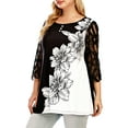 thumbnail image 4 of Enwejyy Women's Plus Size Henley Top Button Front Floral Print 3/4 Sleeve Loose Lace T-Shirts Blouse, 4 of 5