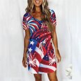 thumbnail image 4 of Mini Vestido de Verano Color Sólido Cuello en V Manga Corta Vestido de Becerro Medio, Vestido Corto de Verano, 4 of 5