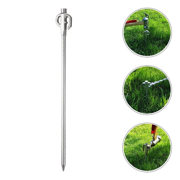 WEUVEB Stainless Steel Dog Tie Out Stake with 360 Degree Swivel Ring for Outdoor Camping and Tent Use